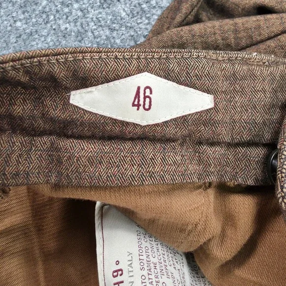 BRIGLIA 1949 Men Slim Fit Trousers Brown Plaid Made in Italy Size 32 Dress Pants - Picture 5 of 10